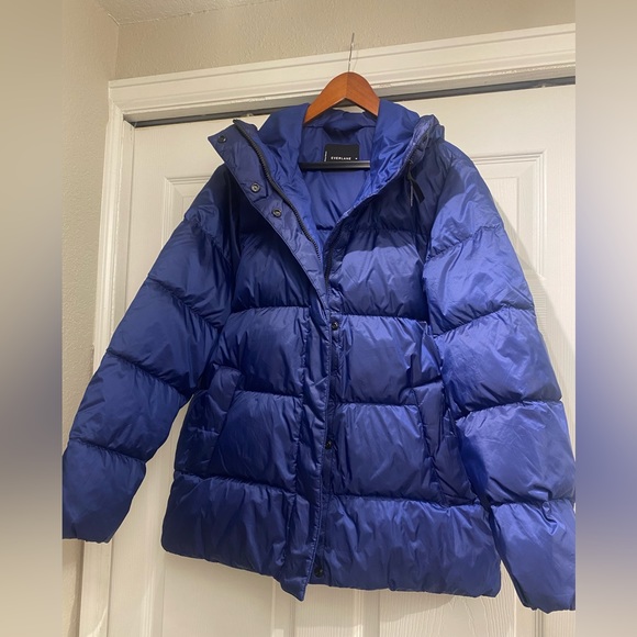 Everlane ReDown Puffy Puff Coat Size Medium Cobalt - Picture 6 of 7